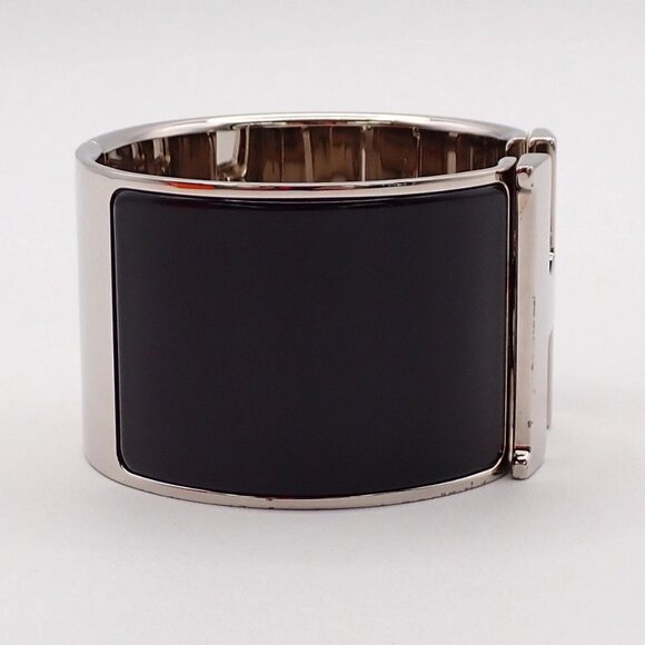 HERMES Logo Clic-Clac H XL Bracelet Black Silver 85RL215 - Picture 5 of 16